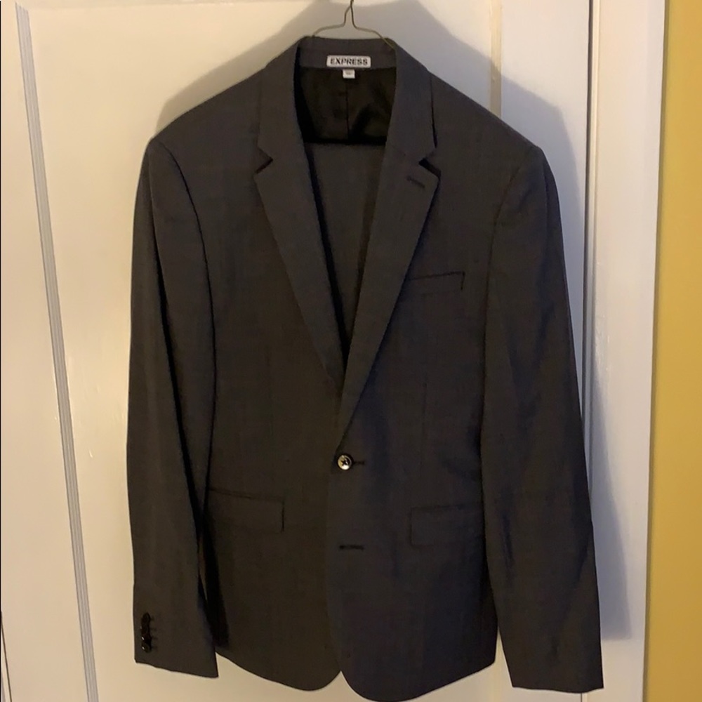 Men’s Skinny Fit Grey Plaid Suit